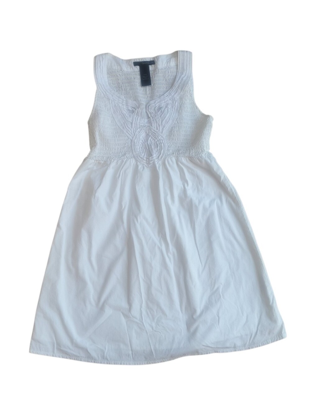 Calvin Klein Jeans White Cotton Sleeveless Smocked Bodice Dress Size S